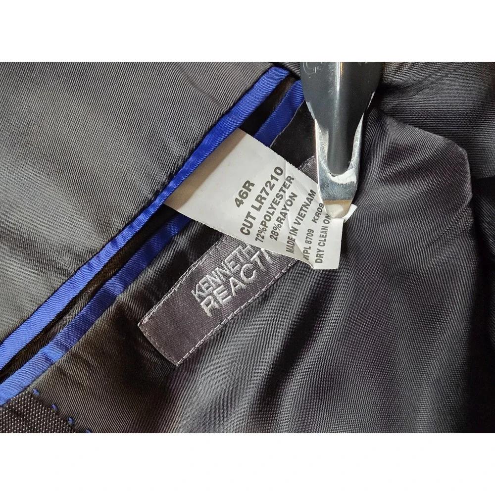 Kenneth Cole Reaction Blazer‎ Jacket Mens 48R Black Sports Coat 2 B Rayon Blend
